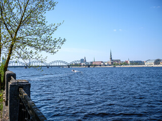 Fototapeta na wymiar panorama view of city of Riga in Latvia