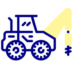 drill truck mixed outline vector icon