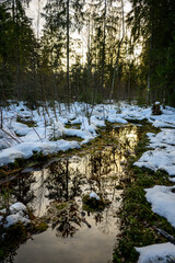 near frozen river in late autumn - 708443169