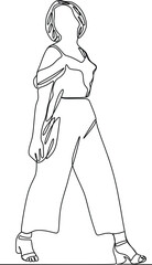 continuous line of stylish young woman business beauty model