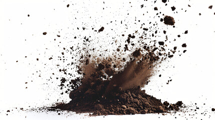 Dirt explosion with debris flying