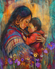 Lateinamerikanische Mutter mit Kind