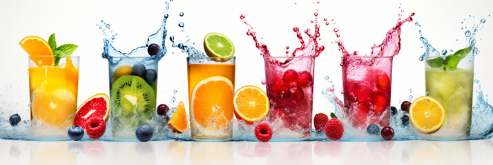 Fresh fruit juices splashing