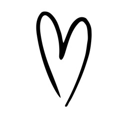 Hand drawn heart isolated on white background. Valentine's Day romantic element. Outline heart vector illustration. 	