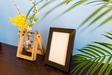 Blank frame with floral decoration