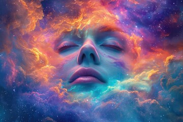 Astral body, Psychedelic adventure, near-death experience. Generative Ai.