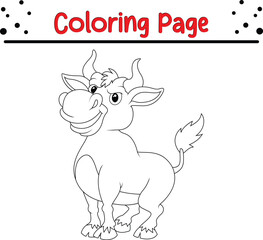 Coloring page mascot bull with large horns