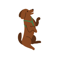Obraz premium Charming vector illustration featuring a playful dog standing on its hind legs. adding a delightful touch to the scene. Perfect for conveying joy and cheerfulness in various design projects.