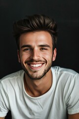 Fototapeta premium Smiling Man With Beard and White Shirt