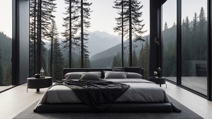 bed in the morning forest