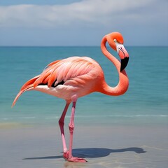 Flamingo in the beach