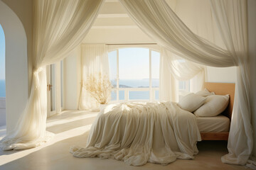 Design white bedding room home interior decorative