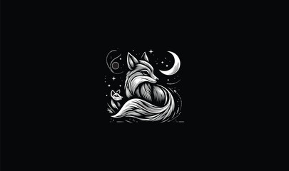 fox logo design, fox, fox moon