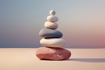 Obraz na płótnie Canvas Balancing Stones Against a Gradient Background