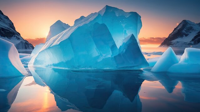Icebergs dominate the polar landscapes with their imposing presence
