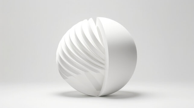 Minimalist background design with futuristic white sphere on light background. Generative AI