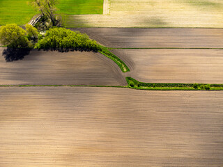 Ploughed field, aerial view