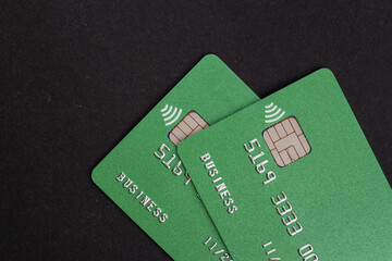 Online credit card payment for purchases from online stores and online shopping, Credit cards close up shot.