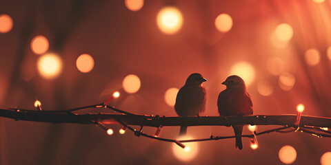Romantic Birds: A Valentine's Day Romance  - obrazy, fototapety, plakaty