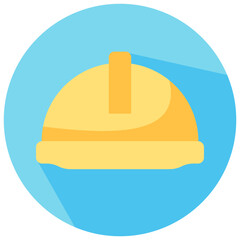 safety helmet round flat vector icon