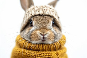 cartoon rabbit wearing winter clothes