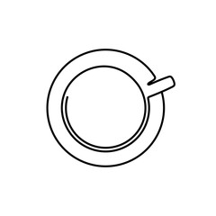 Line drawing cup of hot coffee graphic design. Line art illustration hot drink on transparent background