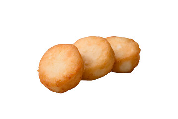 Delicious fresh sweet cheese pancakes with raisins and cinnamon