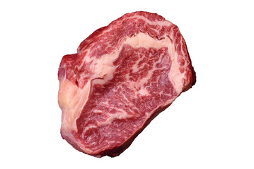 Fresh juicy raw beef striploin steak with salt and spices