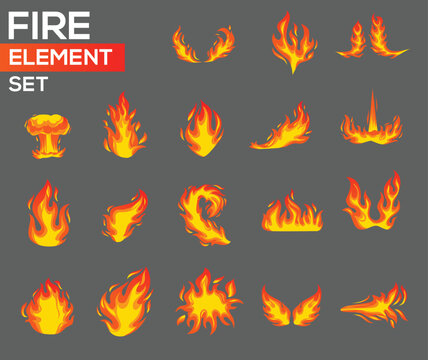 fire illustration set elements