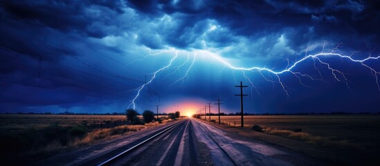 Impressive lightning on a high voltage line.