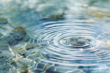 A close-up of a pebble creating ripples on the surface of water, symbolizing the impact of individual actions on equality. The image employs a tranquil color palette. Ripples in the water on a backgro