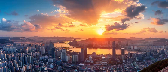 Abwaschbare Fototapete Seoel Seoul City Beautiful Panorama Sunset