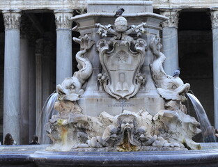 Fountain of the Pantheon Detail in Rome, Italy