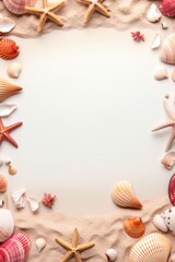 Obraz na płótnie Canvas Seashells on the sand on the background of the sea