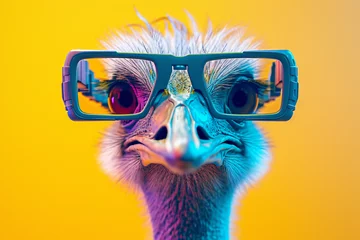 Fotobehang an ostrich wearing glasses © ayam