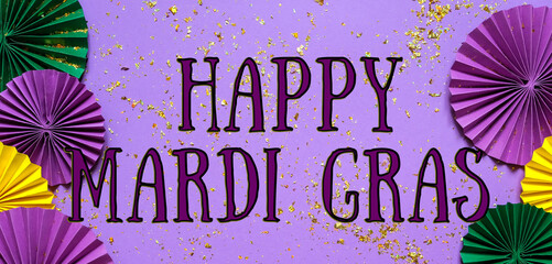 Mardi gras.Holidays mardi gras banner masquarade, mask  fan over purple background. view ...