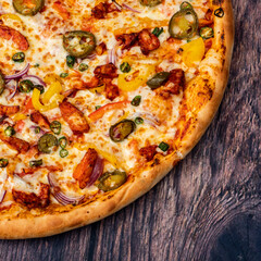 pizza with salami and olives