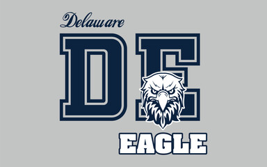 Delaware, eagle logo vector. Hand lettering design for t-shirt hoodie baseball cap jacket