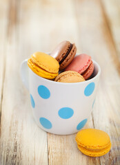 French macaroons in the cup