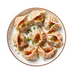 Plate of Dim Sum Dumplings on transparent background PNG image