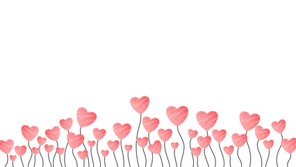 Decoration for Valentine's Day. illustration of continuous line shape with pink heart on transparent background. Doodle outline vector illustration