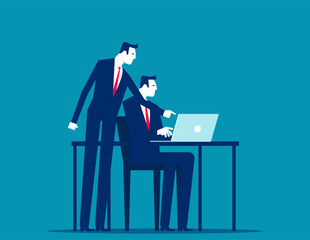 Business teamwork or internship at office. Vector illustration concept