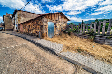Fototapeta na wymiar Barn and wooden fence in Vinuesa. Soria. Spain. Europe.