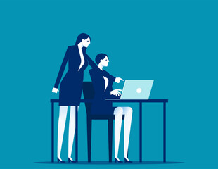 Business teamwork or internship at office. Vector illustration concept
