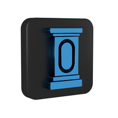 Blue Stage stand or debate podium rostrum icon isolated on transparent background. Conference speech tribune. Black square button.