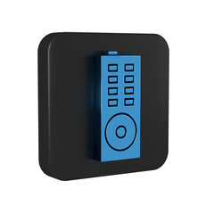 Obraz premium Blue Remote control icon isolated on transparent background. Black square button.