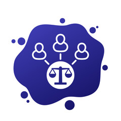 class action, legal case vector icon with people