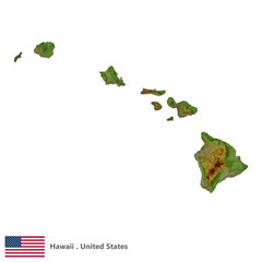 Hawaii, States of America Topographic Map (EPS)