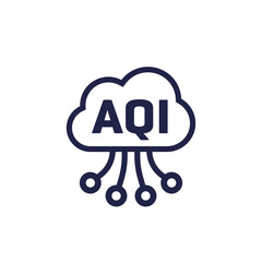 Air quality index, AQI icon on white