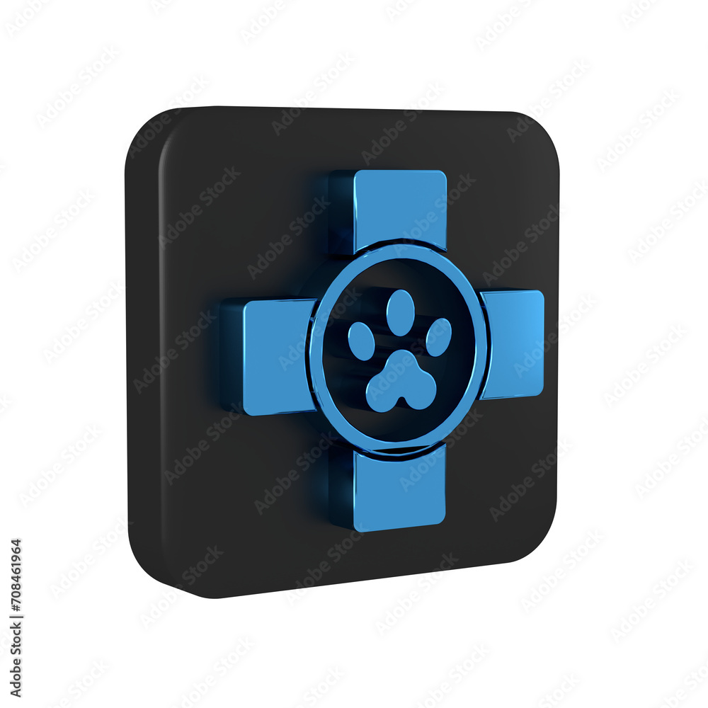 Poster blue veterinary clinic symbol icon isolated on transparent background. cross hospital sign. stylized